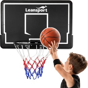 LEAN Sport Závesný basketbalový kôš s doskou, záhradný, čierny, 90 cm