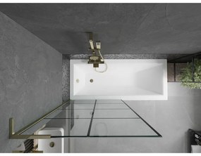 Mexen Next L, 1-krídlová vaňová zástena 90 x 150 cm, 6mm číre sklo-čierny vzor, zlatý lesklý profil, 895-090-000-03-77-50