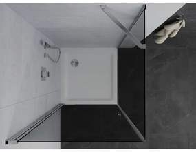 Mexen Pretoria, sprchovací kút 80 (dvere) x 80 (stena) cm, 6mm šedé sklo, chrómový profil + biela sprchová vanička, 852-080-080-01-40-4010