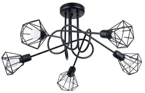 Stropné svietidlo Artemis, 5x čierne drôtené tienidlo
