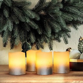 Solight Súprava LED sviečok s časovačom, 4xsviečka, 6,5 cm, strieborná, 4xCR2032 súčasťou, 1v284