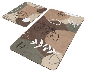 Hnedé zamatové kúpeľňové predložky v súprave 2 ks 60x100 cm Abstract Faces – Mila Home