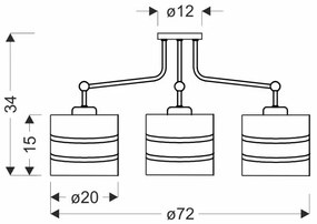 Candellux Čierno-zlatý závesný luster Andy pre žiarovku 3x E27 33-06141