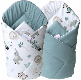 Obojstranná zavinovačka pre bábätká 80x80 cm BABYMAM PREMIUM - Na safari/zelená