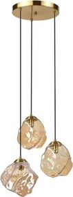 Závesný luster na lanku CRISTAL 3xE14/15W/230V mosadz/dymová béžová