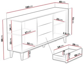 Komoda Treksona 2D3SZ (dub artisan) . Vlastná spoľahlivá doprava až k Vám domov. 1103690