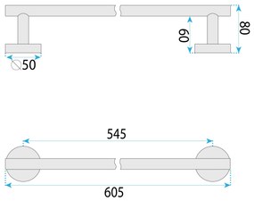 Rea Modern, kúpeľňový vešiak na uteráky 60cm, 6603, medená matná, REA-98001