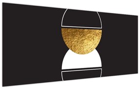 Obraz - Abstrakcia zlatá a čierna N⁰2 (120x50 cm)