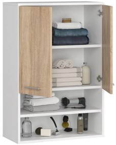 Kúpeľňová skrinka FIN H934 W64 2D 1P biela / dub sonoma