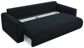 Tmavomodrá zamatová rozkladacia/s úložným priestorom pohovka 238 cm Kapua – Makamii