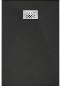 Mexen Hugo, obdĺžniková sprchová vanička SMC 130 x 70 cm, čierna, oceľová krytka, 42707013-X