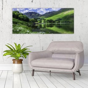 Obraz - Krajina s jazerom (120x50 cm)