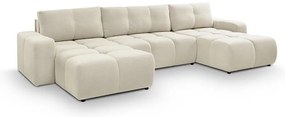 Rozkladacia čalúnená sedacia súprava v tvare U ALMADA s úložným priestorom, béžová
