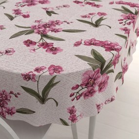 Biante Bavlnený oválny obrus Sandra SA-635 Ružovofialové orchidey na bielom 50x100 cm
