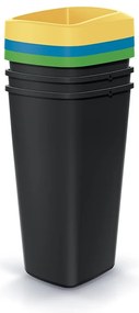 Set košov na triedený odpad, hranaté, 3 x 25 l, farebná