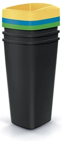 Set košov na triedený odpad, hranaté, 3 x 25 l, farebná