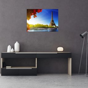 Sklenený obraz - jeseň v Paríži (70x50 cm)