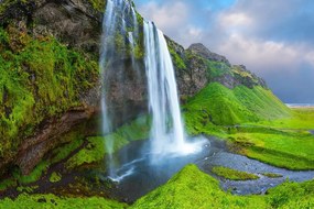 Okúzľujúca samolepiaca fototapeta vodopád na Islande