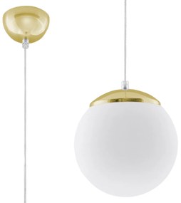 Závesné svietidlo Ugo, 1x biele sklenené tienidlo, (fi 20 cm), g