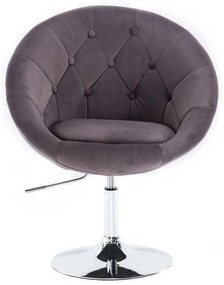 LuxuryForm DESIGN Kreslo VERA VELUR na striebornom tanieri - tmavo šedé