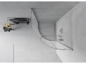 Mexen Rio, štvrťkruhový sprchovací kút s posuvnými dverami 90(dvere) x 90(dvere) x 190 cm, 6mm sklo námraza, chrómový profil, 863-090-090-01-30