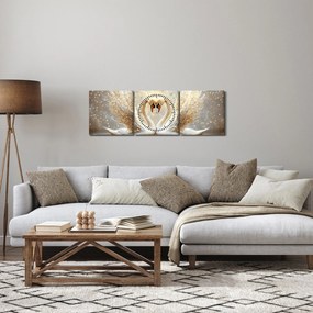 Obraz - Zlaté labute (s hodinami) (90x30 cm)