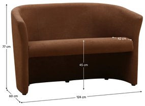 Klubové dvojkreslo, látka hnedá, CUBA