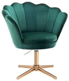 LuxuryForm DESIGN Kreslo FREY VELUR na zlatom kríži - zelené