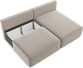 Taupe zamatová rozkladacia/s úložným priestorom rohová pohovka (pravý roh/s leňoškou) Kalena – Makamii