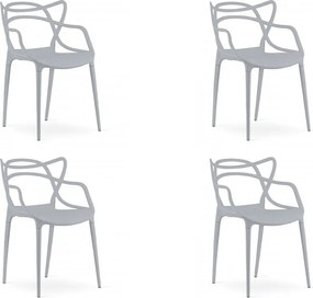 Sada 4 ks plastových stoličiek KATO svetlo sivých