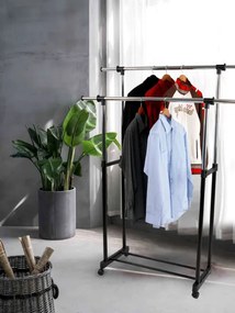 Vešiakový stojan na kolieskach OTTO BIS čierny