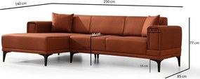 Rohová sedací souprava Horizon 250 cm cihlová levá