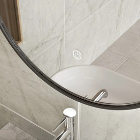 Erga Emma, okrúhle LED zrkadlo 60cm, čierny kovový rám, 1380 lm, 6500K, zadné osvetlenie, ERG-V01-201-6060-BK