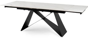 Rozkladací stôl ROCCO 160–240 cm Biely mramor / Čierna