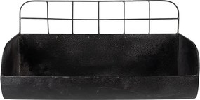 Čierna antik nástenná kovová polička - 38*14*20 cm
