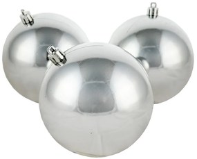 DECOLED Plastová guľa, 10 cm, strieborná, 6x lesklá
