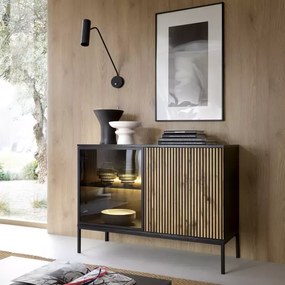 Komoda Sento s LED osvětlením 104 cm dub wotan/černá