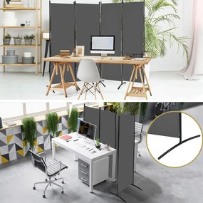 4-panelový paraván 173 cm šedý