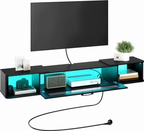 Závesný TV stolík Browny 140 cm s LED osvetlením čierny