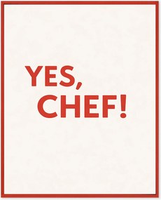 Ručne vyrobená nástenná dekorácia v ráme Yes, Chef