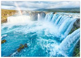 Sklenený obraz - Vodopád Godafoss (70x50 cm)