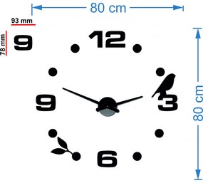 Zrkadlové moderné nalepovacie nástenné hodiny | SENTOP 12SZ006