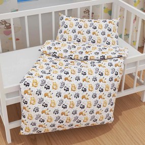 Biante Detské bavlnené posteľné obliečky do postieľky Sandra SA-223 Zvieratká s mláďátkami Do postieľky 90x130 a 40x60 cm