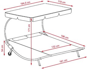 Relaxačné ležadlo pro 2 osoby Craftfield BAHAMA - SIVÁ