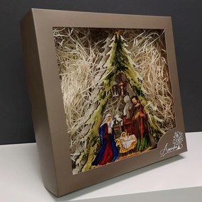 AMADEA Drevený svietiaci portál strom vianočný s betlehemom, farebný, 30x26,5x5,5 cm