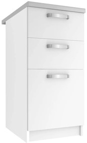 Kuchynská skrinka Belini spodná so zásuvkami 40 cm biely mat s pracovnou doskou  TOR SDSZ40/0/WT/WT/0/U