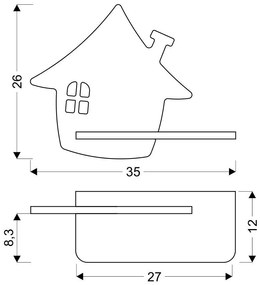 Candellux HOUSE Nástenné svietidlo 4W LED 4000K KP IQ KIDS BLACK 21-84859