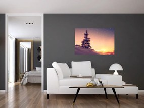 Obraz zasneženého stromu na lúke (90x60 cm)