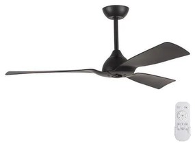Eurolamp Stropný ventilátor pr. 132 cm IP44 čierna + diaľkové ovládanie EU0145