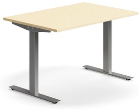 Kancelársky stôl QBUS, rovný, 1200x800 mm, T-rám, strieborný rám, breza